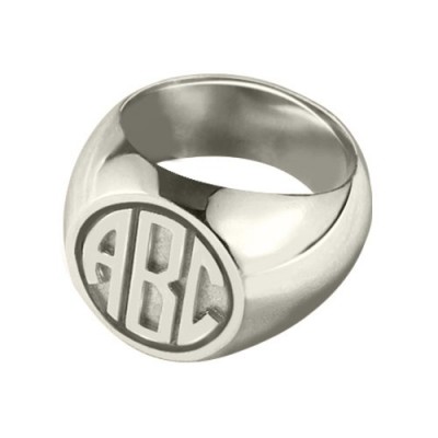 personalized Signet Ring with Block Monogram Sterling Silver - Name My Jewelry ™