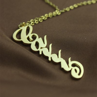 Solid Gold 18ct personalized Vertical Carrie Style Name Necklace - Name My Jewelry ™
