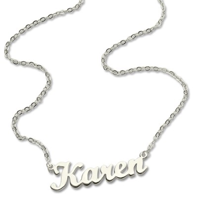 Solid 18ct White Gold Plated Karen Style Name Necklace - Name My Jewelry ™