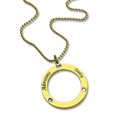 Circle of Love Name Necklace with Birthstone 18ct Gold Plated Silver  - Name My Jewelry ™