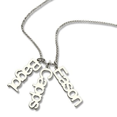 Customised Vertical Multi Names Necklace Sterling Silver - Name My Jewelry ™