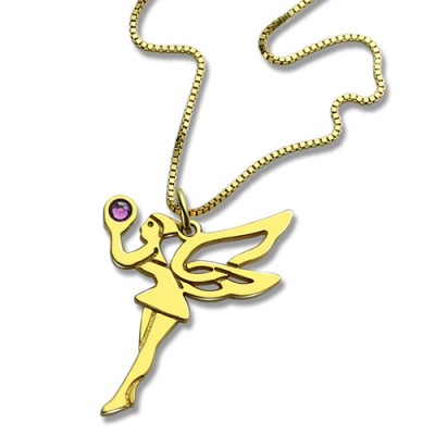 Fairy Birthstone Necklace for Girlfriend 18ct Gold Plated Silver 925  - Name My Jewelry ™