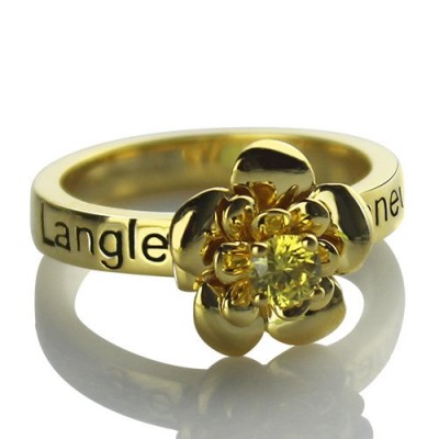 Promise Rose Ring for Her with Birthstone 18ct Gold Plated  - Name My Jewelry ™