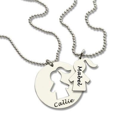 Mother Daughter Necklace Set Engraved Name Sterling Silver - Name My Jewelry ™