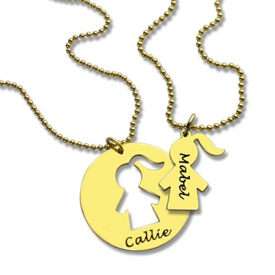 Mother and Child Necklace Set with Name 18ct Gold Plated - Name My Jewelry ™