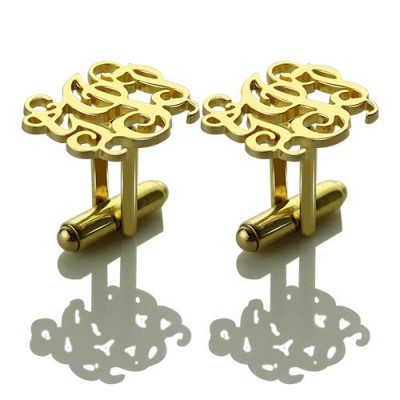 Monogrammed Cuff links Cut Out Initials 18ct Gold Plated - Name My Jewelry ™