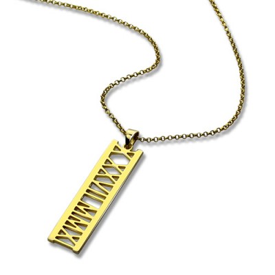 Vetical Roman Bar Necklace 18ct Gold Plated - Name My Jewelry ™