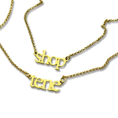 Double Layer Mini Name Necklace 18ct Gold Plated - Name My Jewelry ™