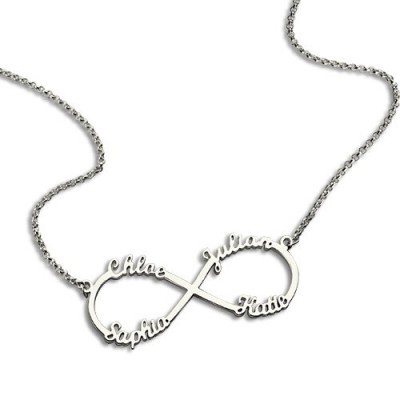 Sterling Silver Infinity Symbol Necklace 4 Names - Name My Jewelry ™
