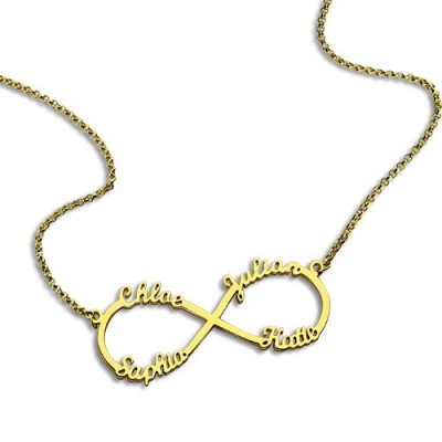 Custom 18ct Gold Plated Infinity Necklace 4 Names - Name My Jewelry ™