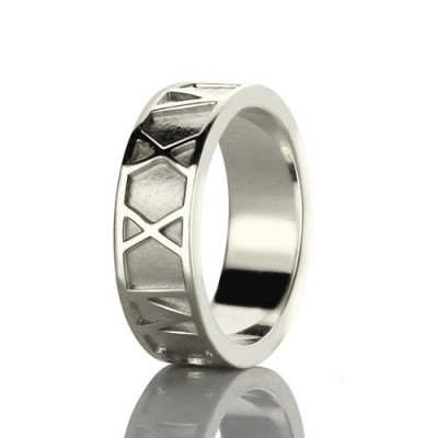 personalized Roman Numerals Band Ring Sterling Silver - Name My Jewelry ™