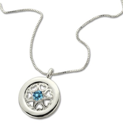 Birthstone Hearts All Around Pendant Necklace Sterling Silver  - Name My Jewelry ™