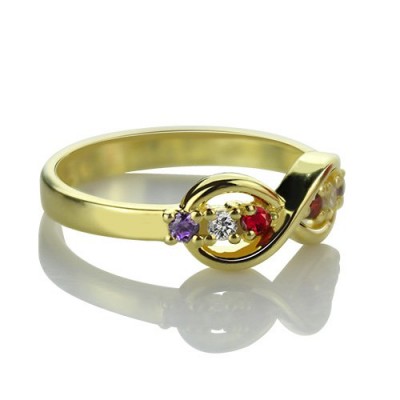 18ct Gold Plated Infinity Promise Rings with Birthstone  - Name My Jewelry ™