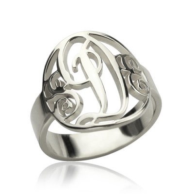 personalized Rings Monogram Initial Sterling Silver - Name My Jewelry ™