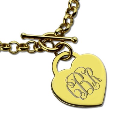 Heart Monogram Initial Charm Bracelets In 18ct Gold Plated - Name My Jewelry ™