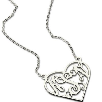 Heart Monogram Necklace Sterling Silver - Name My Jewelry ™