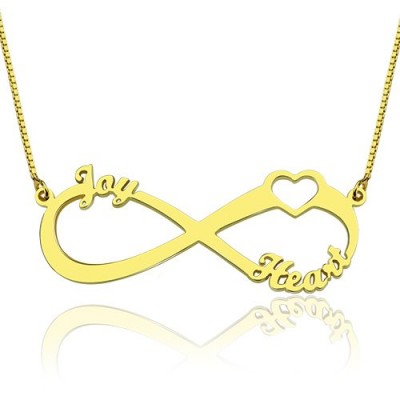 Heart Infinity Necklace 3 Names 18ct Gold Plated - Name My Jewelry ™