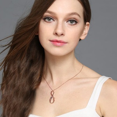 Vertical Infinity Sign Necklace with Birthstones 18ct Rose Gold Plated  - Name My Jewelry ™