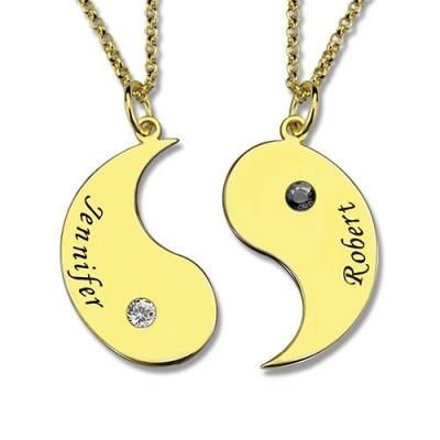 Yin Yang Necklaces Set for Couples or Friend 18ct Gold Plated - Name My Jewelry ™