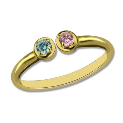 Dual Birthstone Ring 18ct Gold Plated  - Name My Jewelry ™