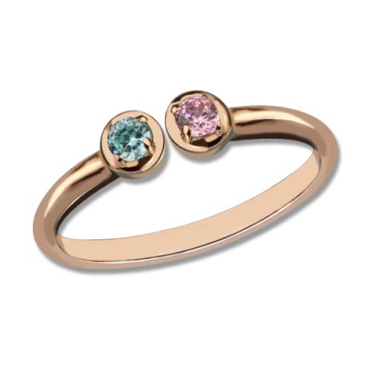Dual Birthstone Ring 18ct Rose Gold Plated Silver  - Name My Jewelry ™