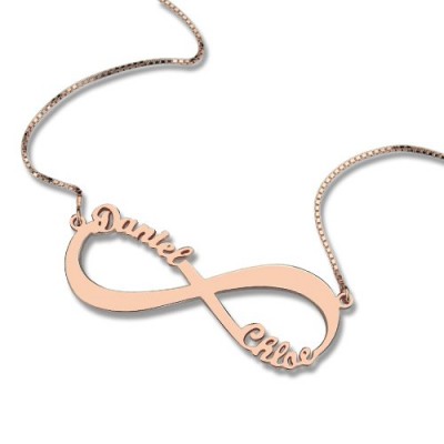 18ct Rose Gold Plated Double Name Infinity Necklace - Name My Jewelry ™