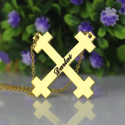 Gold Plated Silver Julian Cross Name Necklaces Troubadour Cross - Name My Jewelry ™