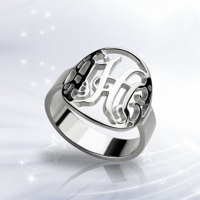 Cut Out Monogram Initial Ring Sterling Silver - Name My Jewelry ™