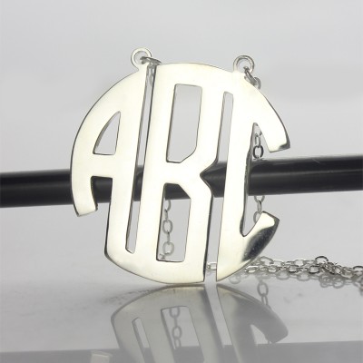 Solid White Gold 18ct Initial Block Monogram Pendant Necklace - Name My Jewelry ™