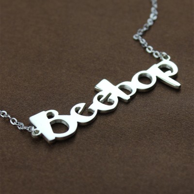 Solid White Gold personalized Beetle font Letter Name Necklace - Name My Jewelry ™
