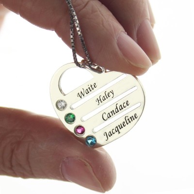 personalized Mothers Heart Necklace Gift with Birthstone  Name  - Name My Jewelry ™