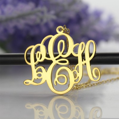 personalized Vine Font Initial Monogram Necklace 18ct Gold Plated - Name My Jewelry ™