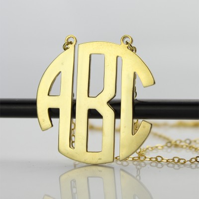 Solid Gold 18ct Initial Block Monogram Pendant Necklace - Name My Jewelry ™