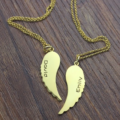 Matching Angel Wings Necklaces Set for Couple 18ct Gold plated - Name My Jewelry ™