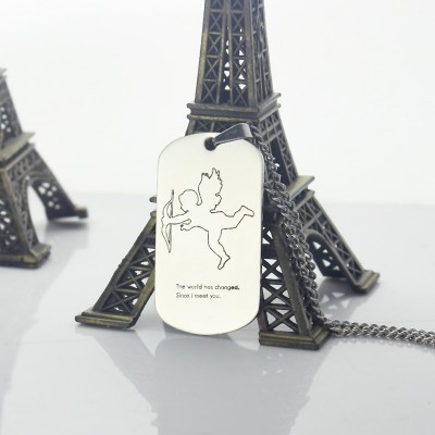 Cupid Man's Dog Tag Name Necklace - Name My Jewelry ™