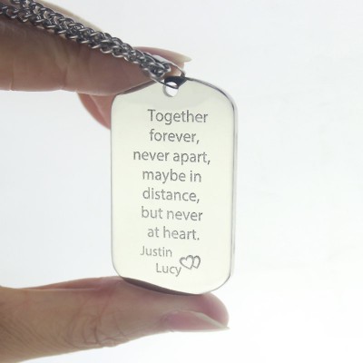 Man's Dog Tag Love Theme Name Necklace - Name My Jewelry ™