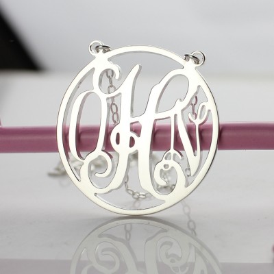 Circle 18ct Solid White Gold Initial Monogram Name Necklace - Name My Jewelry ™