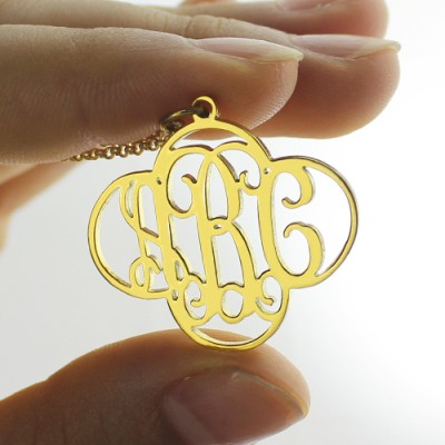 personalized Cut Out Clover Monogram Necklace 18ct Gold Plated - Name My Jewelry ™