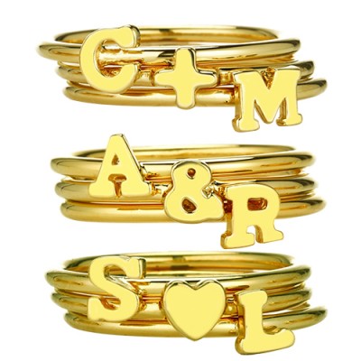 Stackable Initial Ring 18ct Gold Plated - Name My Jewelry ™