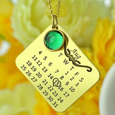 Birth Day Gifts - Birthday Calendar Necklace 18ct Gold Plated - Name My Jewelry ™
