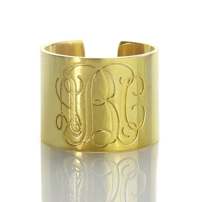 Script Monogram Cuff Ring Gifts 18ct Gold Plated - Name My Jewelry ™