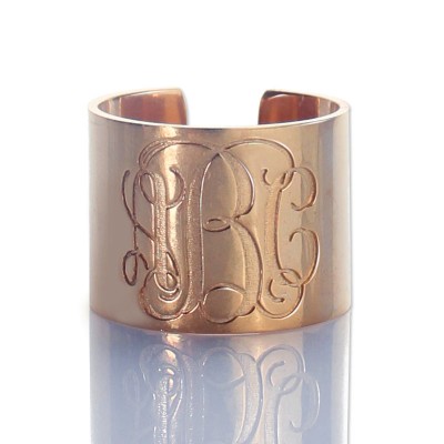 Engraved Monogram Cuff Ring Rose Gold - Name My Jewelry ™
