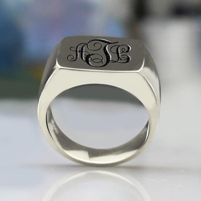 personalized Signet Ring Sterling Silver with Monogram - Name My Jewelry ™