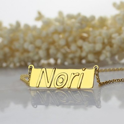 Custom Nameplate Bar Necklace 18ct Gold Plated - Name My Jewelry ™