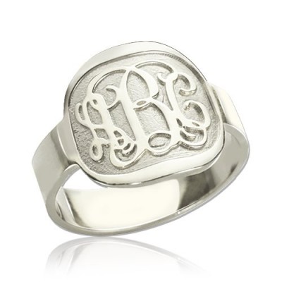 Engraved Designs Monogram Ring Sterling Silver - Name My Jewelry ™