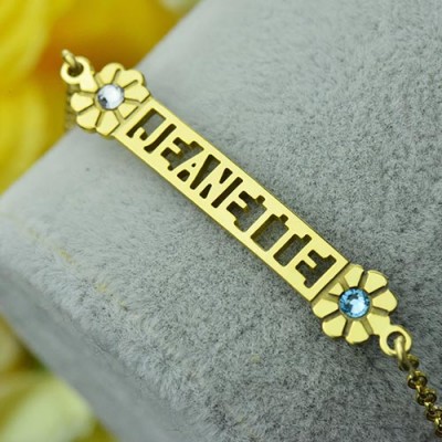 personalized Birthstone Name Bracelet for Her 18ct Gold Plated  - Name My Jewelry ™