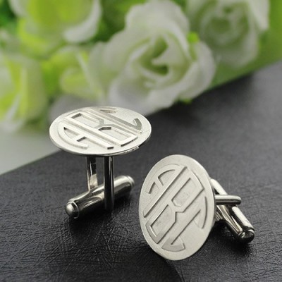 personalized Mens Cufflinks Block Monogram Sterling Silver - Name My Jewelry ™