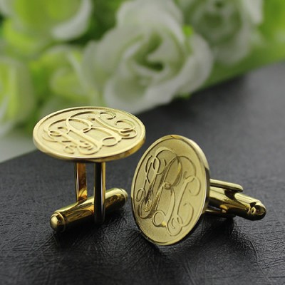 Engraved Cufflinks with Monogram 18ct Gold Plated - Name My Jewelry ™