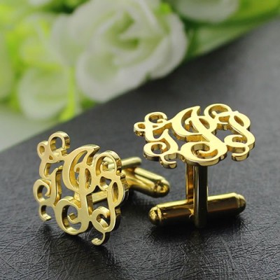 Monogrammed Cuff links Cut Out Initials 18ct Gold Plated - Name My Jewelry ™