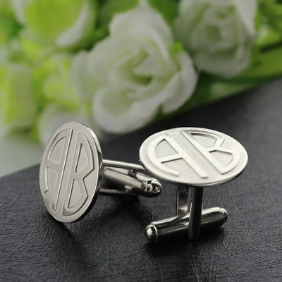Cufflinks for Men Block Monogrammed Sterling Silver - Name My Jewelry ™